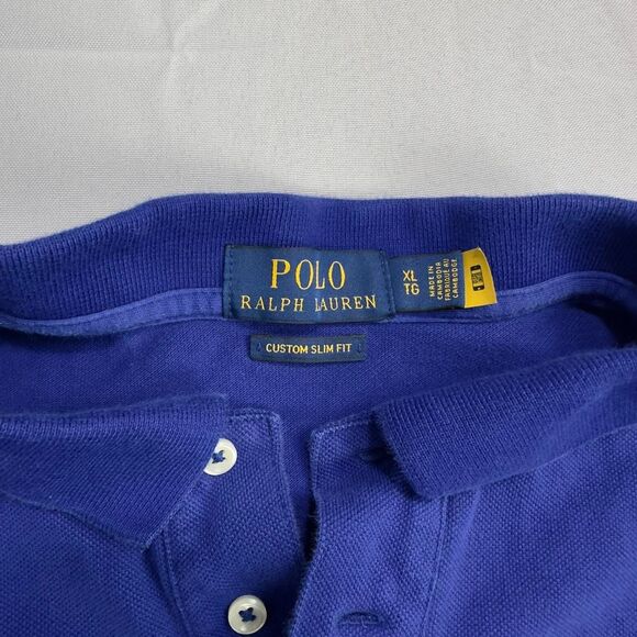 Polo Ralph Lauren Custom Slim Fit Polo Shirt Men’s XL Blue Big Pony Logo - Picture 5 of 7